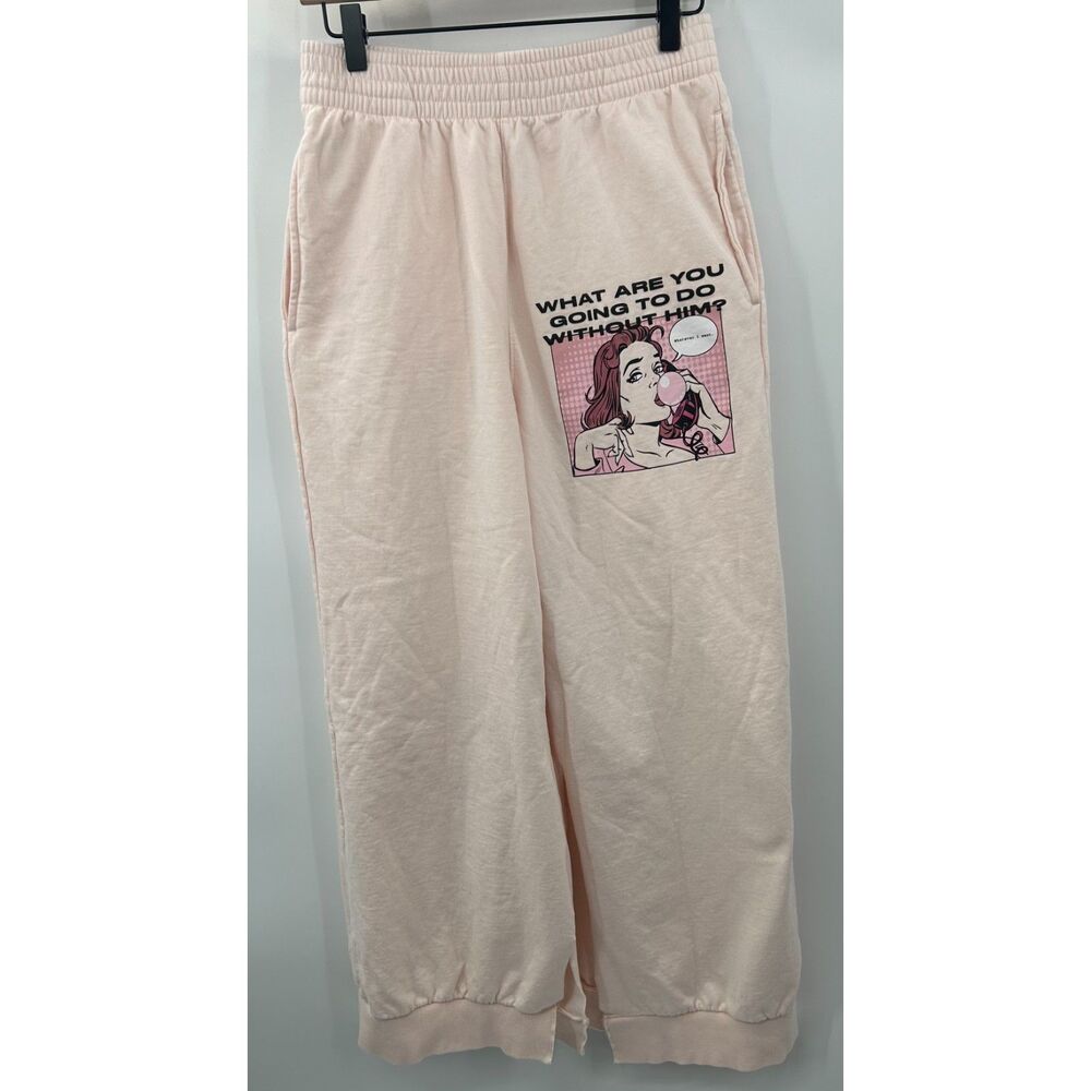 Boys Lie What Are You Going To Do Without Him Wide Leg Sweatpants Pink S